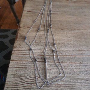 White House Black Market Long Silver Hematite Neck